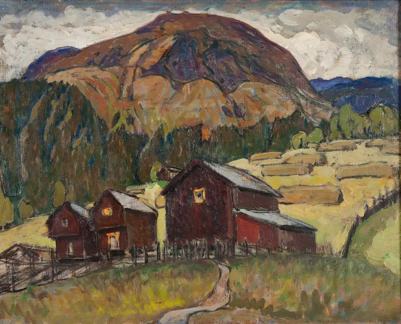 Sommarlandskap med fäbodar. Studie från Nordnorge av Anna Boberg