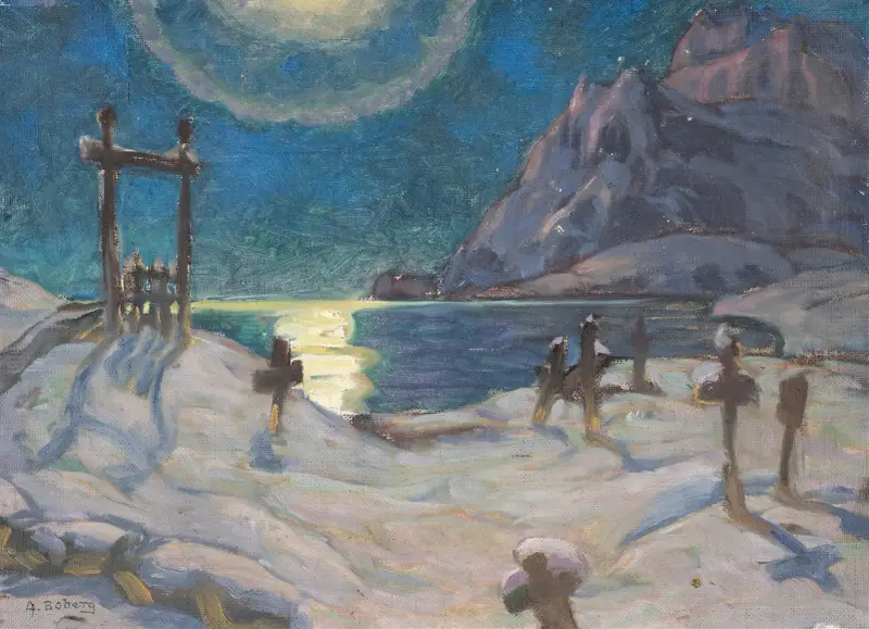 Kyrkogården i bergen. Studie från Lofoten av Anna Boberg