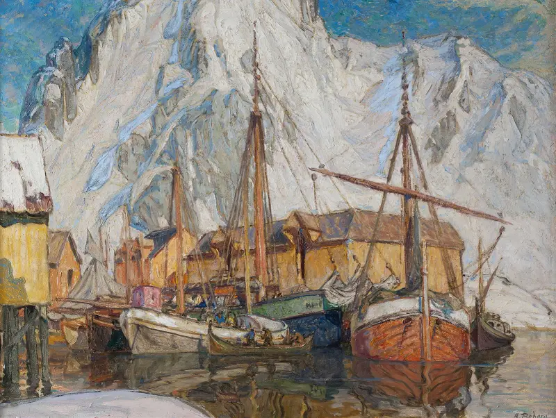 Hamnen i Svolvær, Lofoten av Anna Boberg