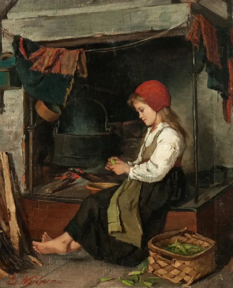 Girl Shelling Peas av Anna Nordgren