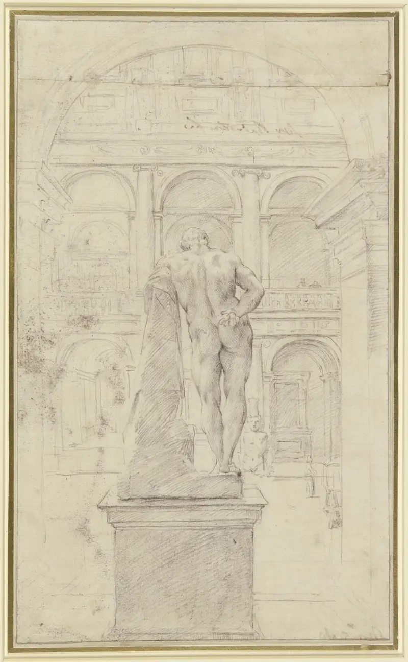 Rückenansicht des Herkules Farnese im Hof des Palazzo Farnese in Rom von Annibale Carracci