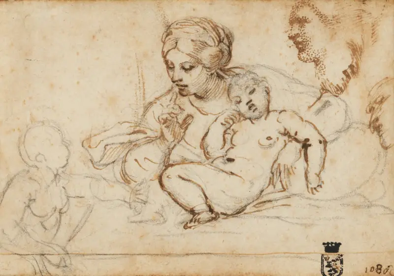 Madonnan med det sovande barnet och lille Johannes Döparen (’Il Silenzio’) av Annibale Carracci