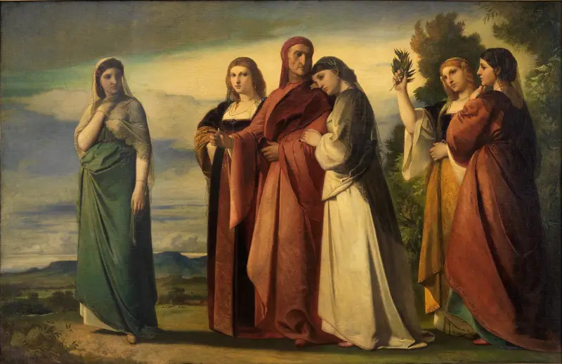 Dante und die edlen Frauen von Ravenna av Anselm Feuerbach