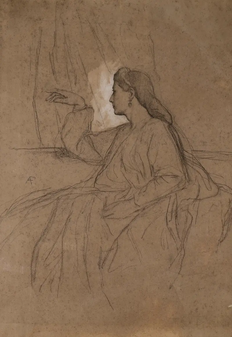 Lesbia med fågeln av Anselm Feuerbach