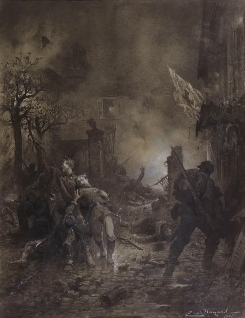 La mort du capitaine Franchetti en 1870 av Émile-Antoine Bayard
