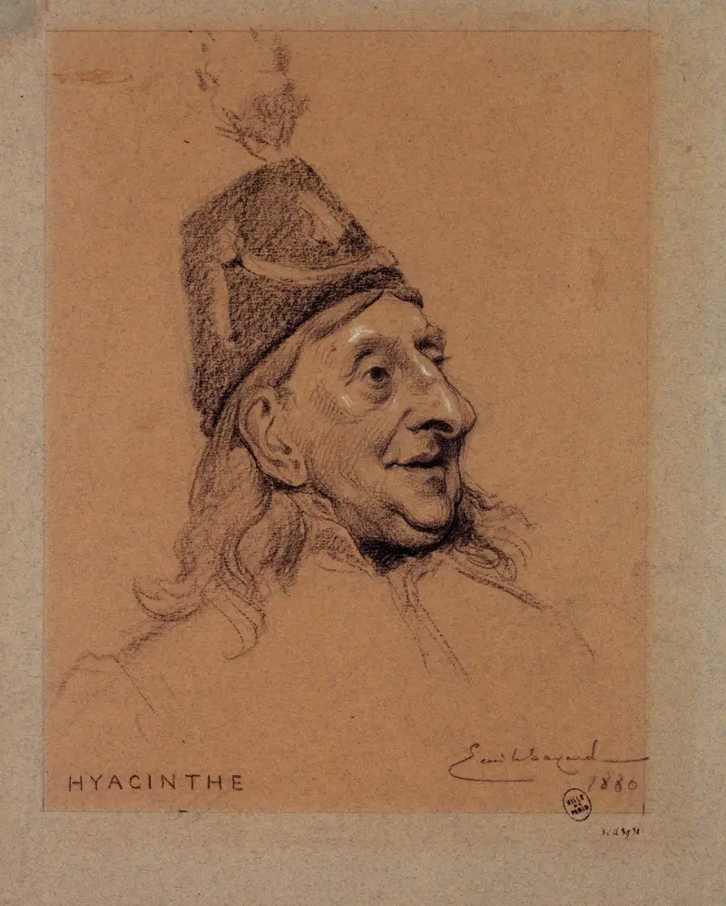 Portrait de Hyacinthe, acteur du Palais Royal. av Émile-Antoine Bayard