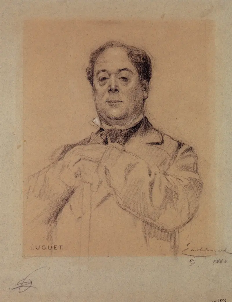 Portrait de Luguet, acteur du Palais Royal. av Émile-Antoine Bayard