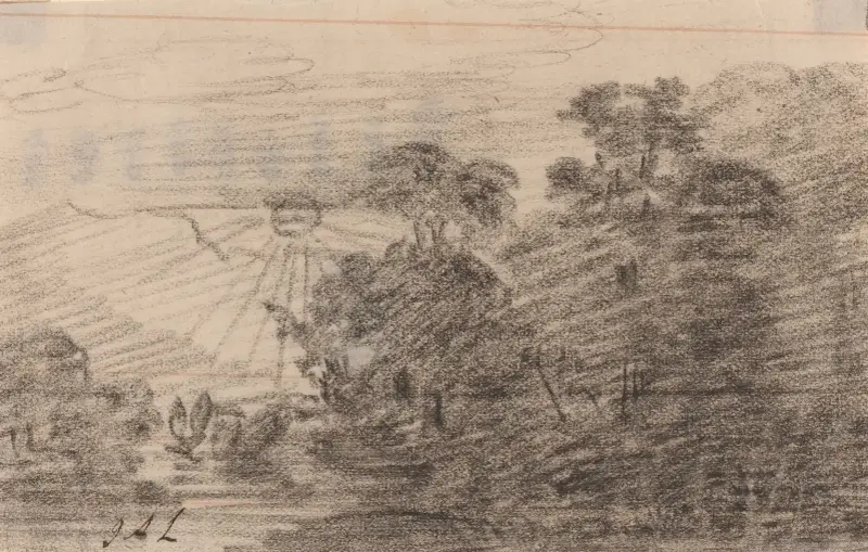 Sonnenuntergang über einem Bergsee von Jean-Antoine Linck