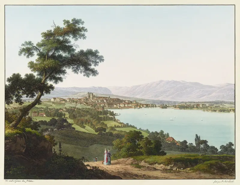 Vue de Genève, depuis Cologny av Jean-Antoine Linck