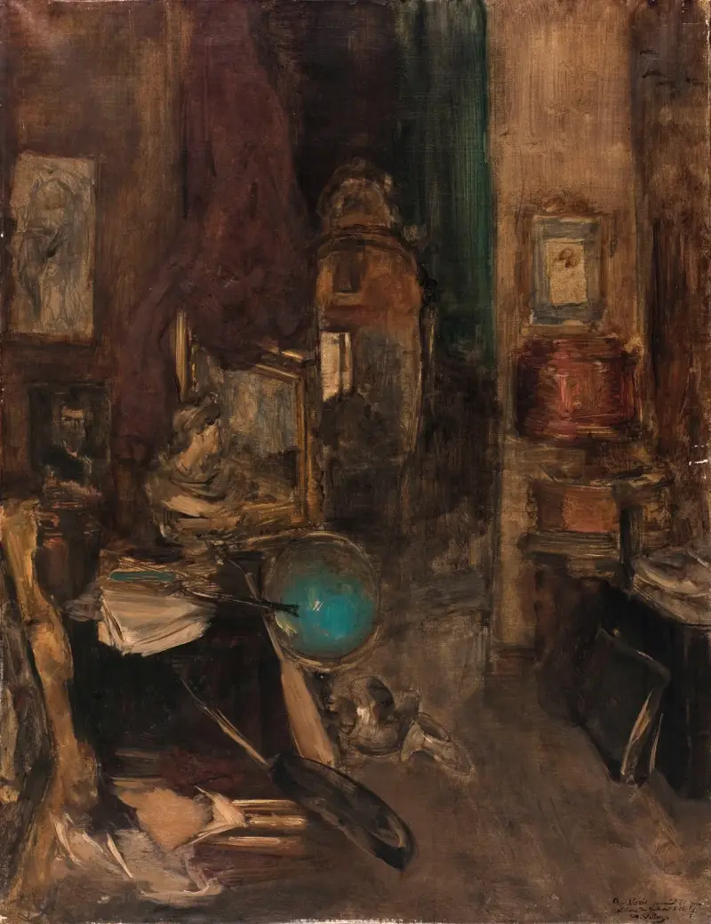 Coin d’atelier, boulevard de Clichy av Antoine Vollon