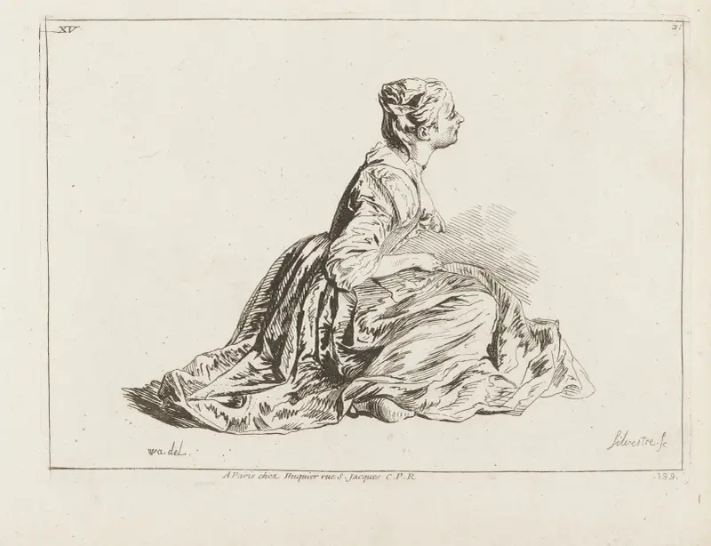 Costume Plate No. 199 av Jean-Antoine Watteau
