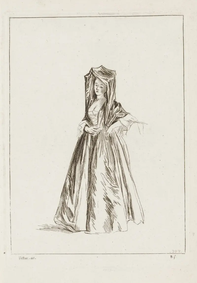 Costume Plate No. 208 av Jean-Antoine Watteau