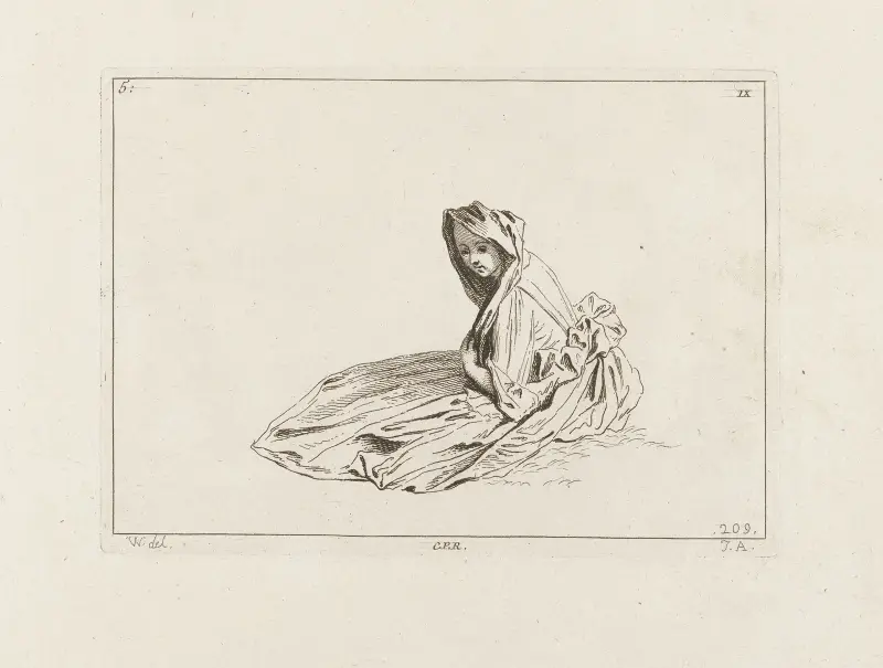 Kostymplansch nr 209 av Jean-Antoine Watteau