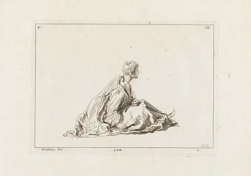 Costume Plate No. 210 av Jean-Antoine Watteau