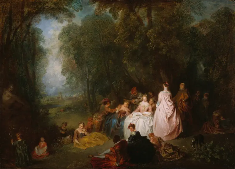 Lantlig fest (herdestrån) av Jean-Antoine Watteau