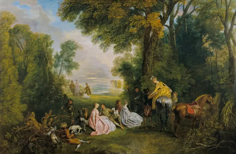 Jaktmöte av Jean-Antoine Watteau