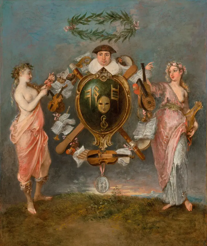 Musikens och komedins förening av Jean-Antoine Watteau