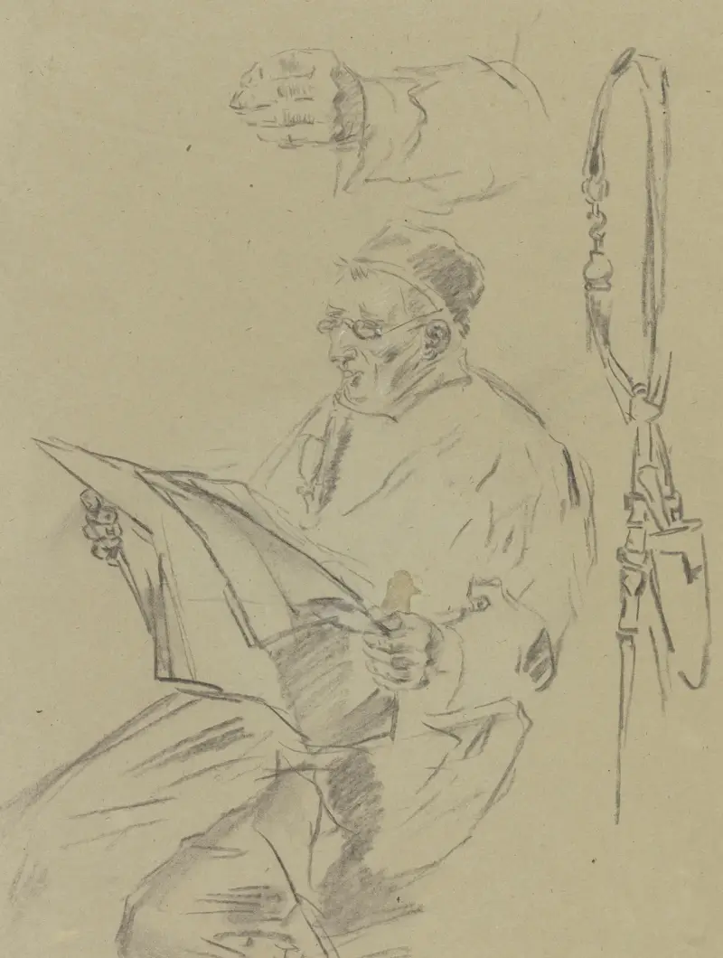 Lesender Fleischermeister von Anton Burger