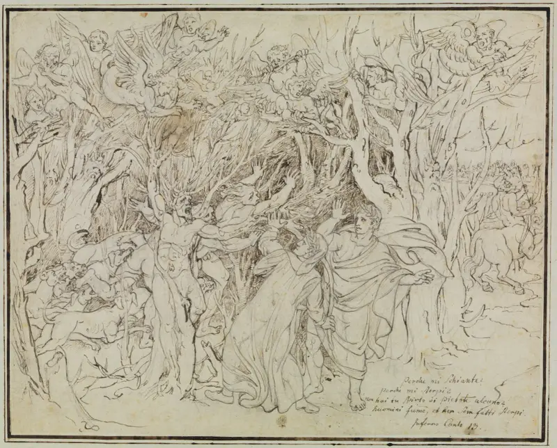 Dante und Virgil im Wald der Selbstmörder von Joseph Anton Koch
