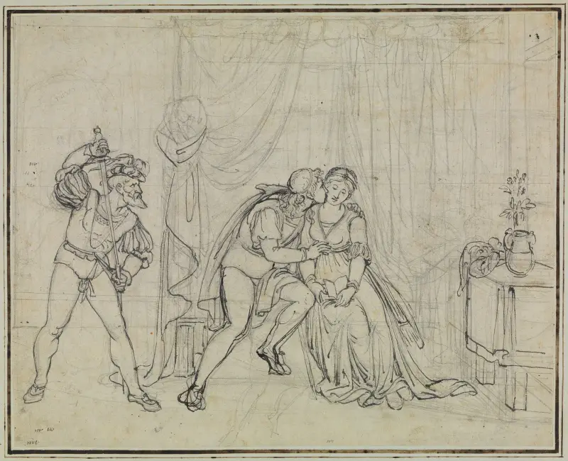 Francesca und Paolo von Malatesta überrascht (Dante Inferno, Canto 5, V 100) av Joseph Anton Koch