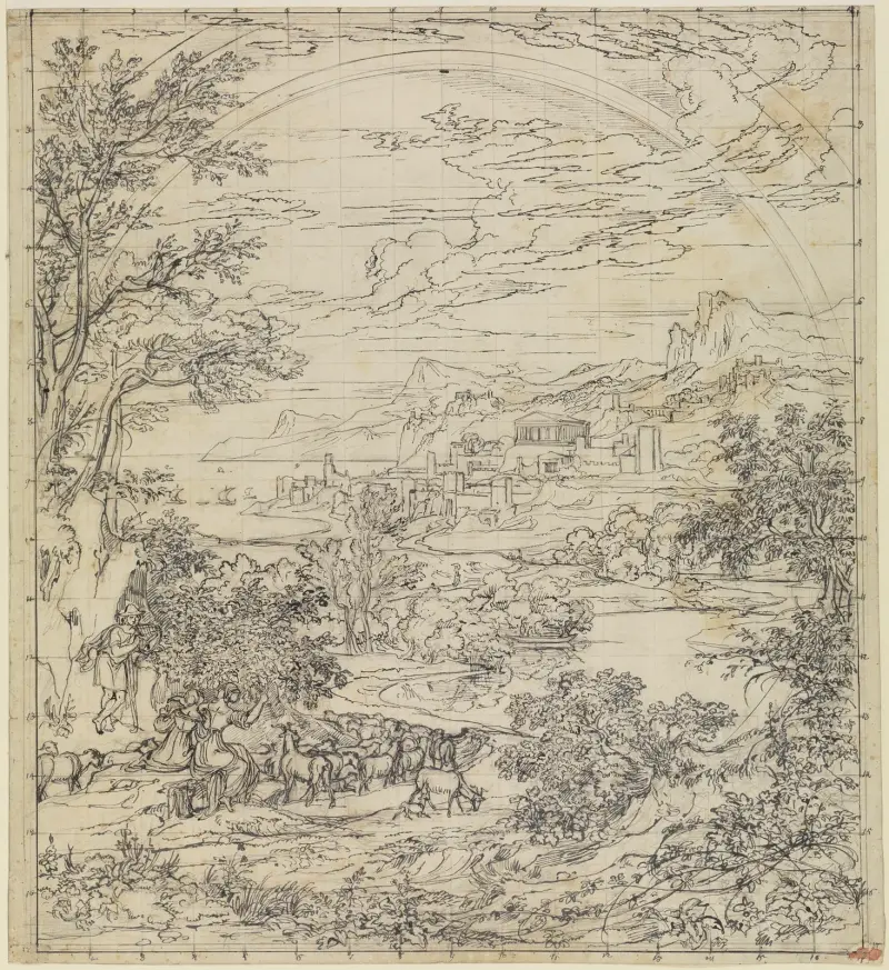 Heroische Landschaft mit Regenbogen – nr 1 av Joseph Anton Koch
