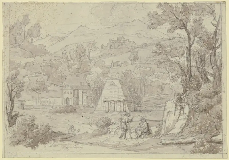 Landschaft bei Nemi mit Monte Cavo av Joseph Anton Koch