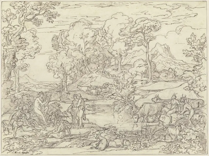Landschaft mit Apoll unter den Hirten av Joseph Anton Koch
