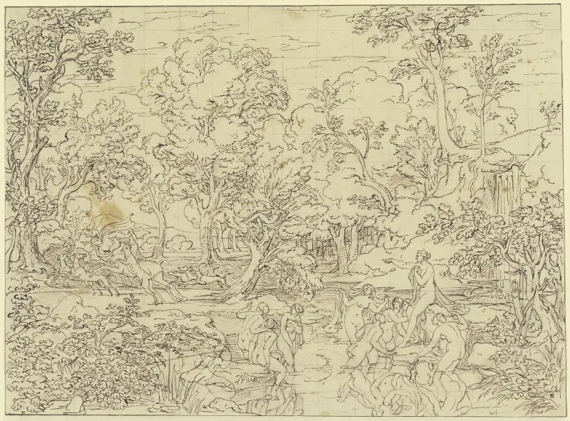 Landschaft mit Diana und Aktäon., 1832 – nr 1 av Joseph Anton Koch