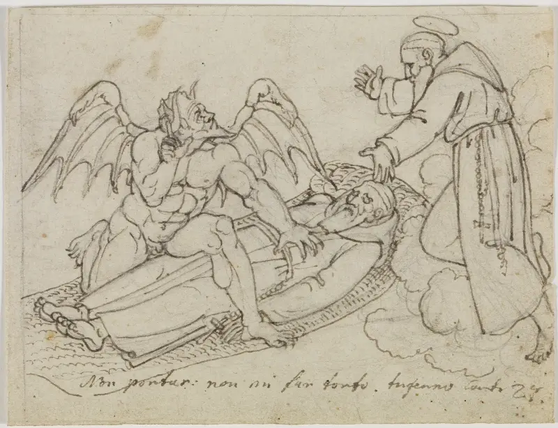 Skiss till Guido da Montefeltro (Dante, Inferno, tjugosjunde sången) av Joseph Anton Koch