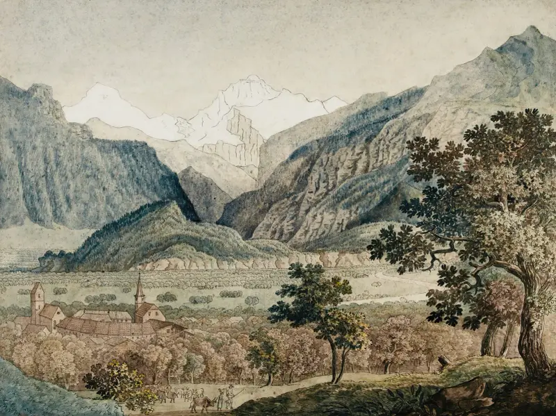Mönch och Jungfrau sedda från Unterseen av Joseph Anton Koch