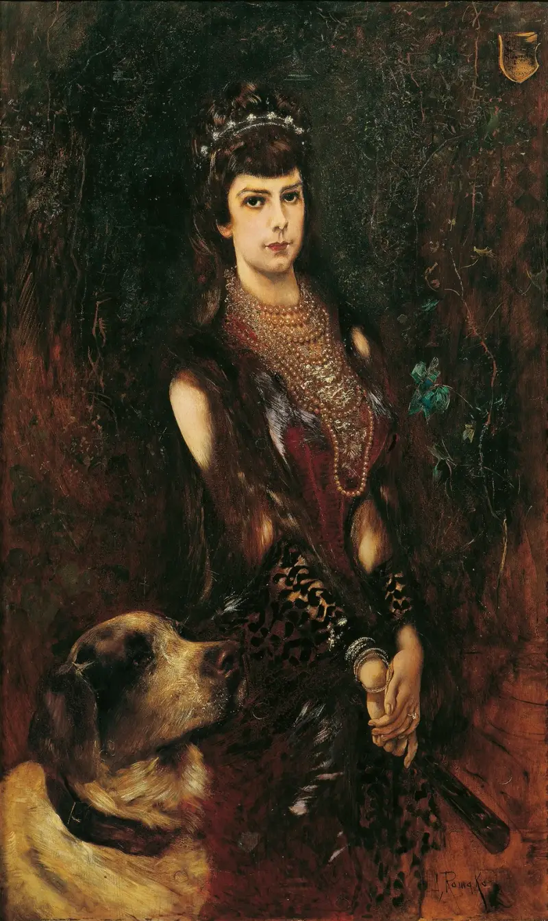 Kejsarinna Elisabeth med bernhardinerhund av Anton Romako