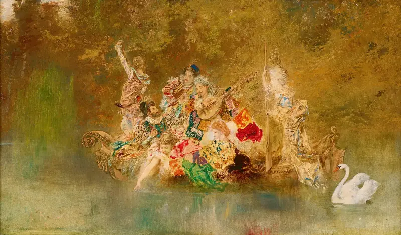Glatt sällskap i en gondol av Anton Romako