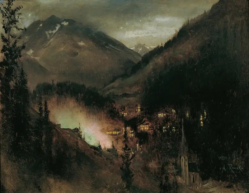 Wildbad Gastein på kvällen (vid bengalisk belysning) av Anton Romako