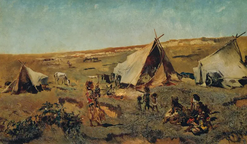 Zigenarläger på pusztan av Anton Romako