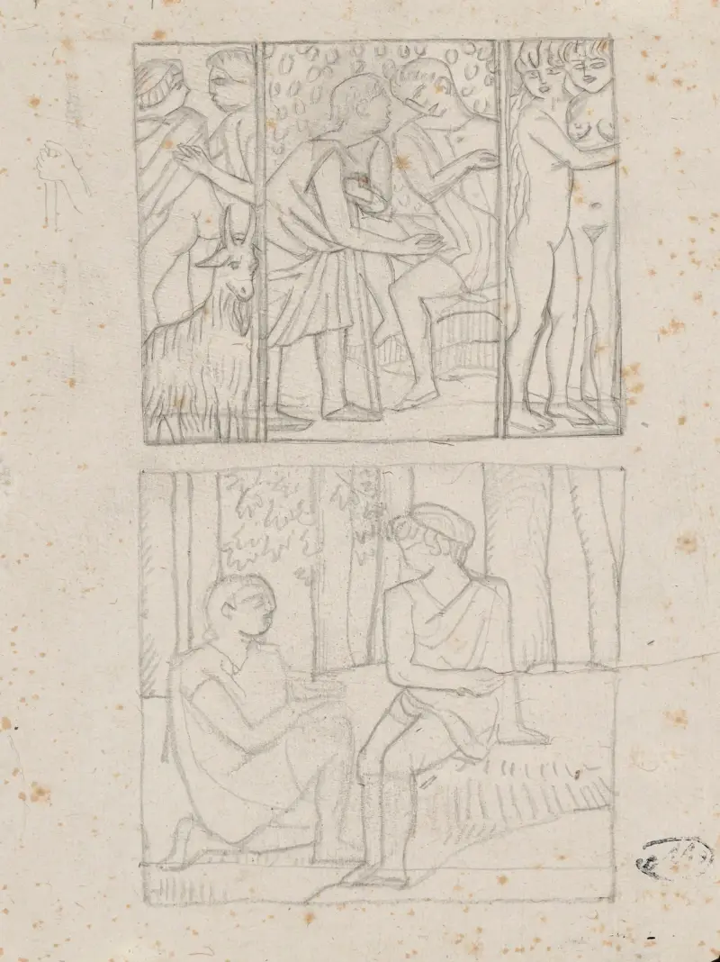 Skizze zu zwei Hirtenszenen aus Vergils Bucolica von Aristide Maillol