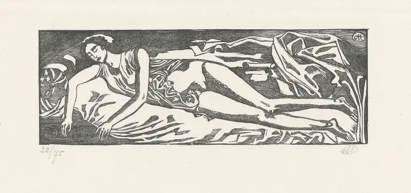 Kvinna liggande på ett draperi av Aristide Maillol