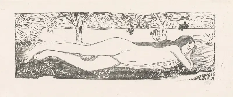 Naken kvinna liggande på mage av Aristide Maillol