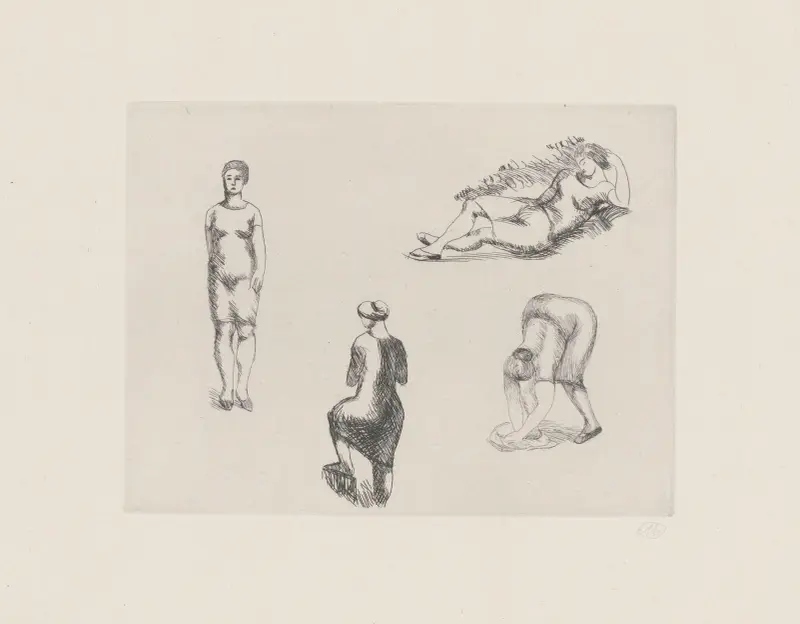 Planche aux quatre croquis av Aristide Maillol