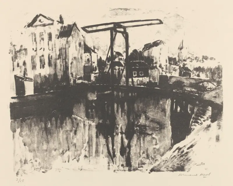 Pont basculant dans une ville av Armand Apol