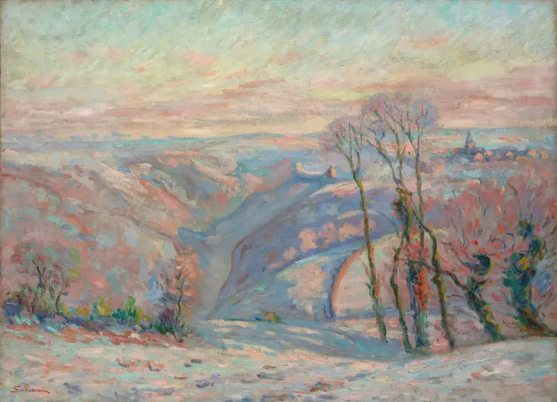 Vit frost i byn Crozant av Armand Guillaumin