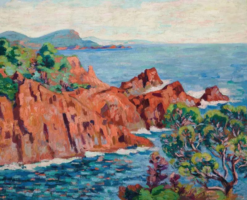 De röda klipporna vid Agay av Armand Guillaumin