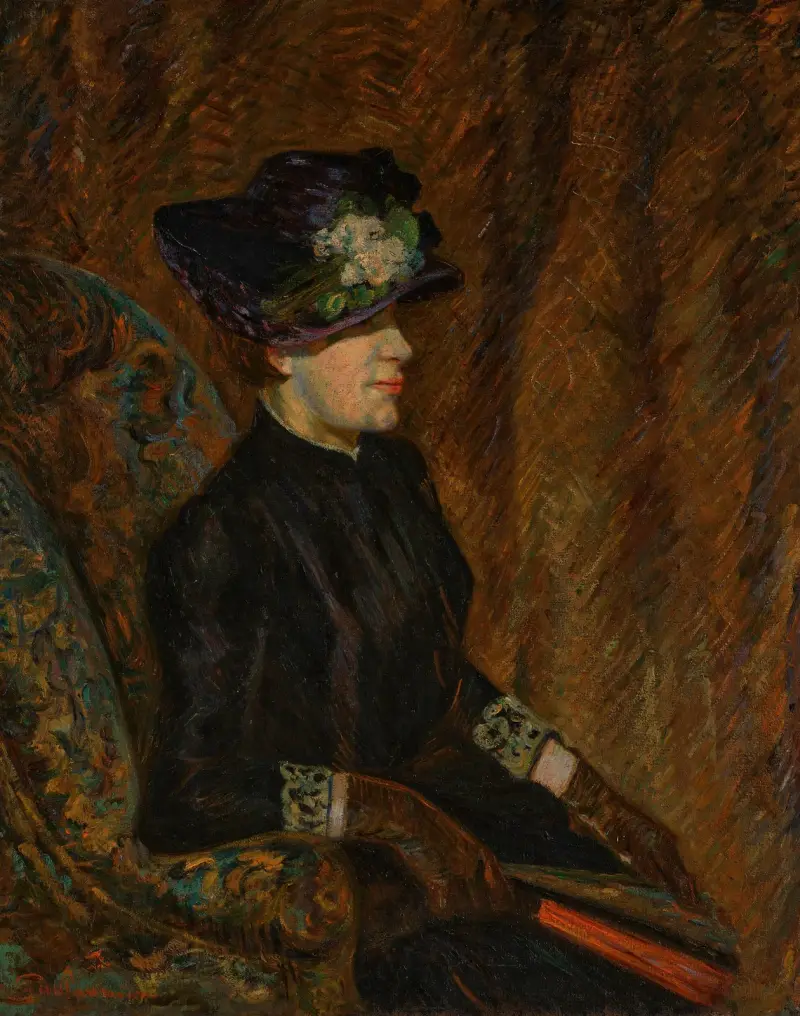 Madame Guillaumin med solfjäder av Armand Guillaumin