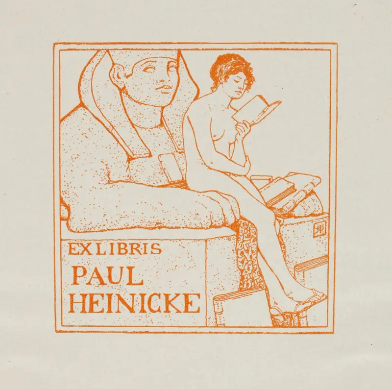 Bookplate of Paul Heinicke av Armand Rassenfosse