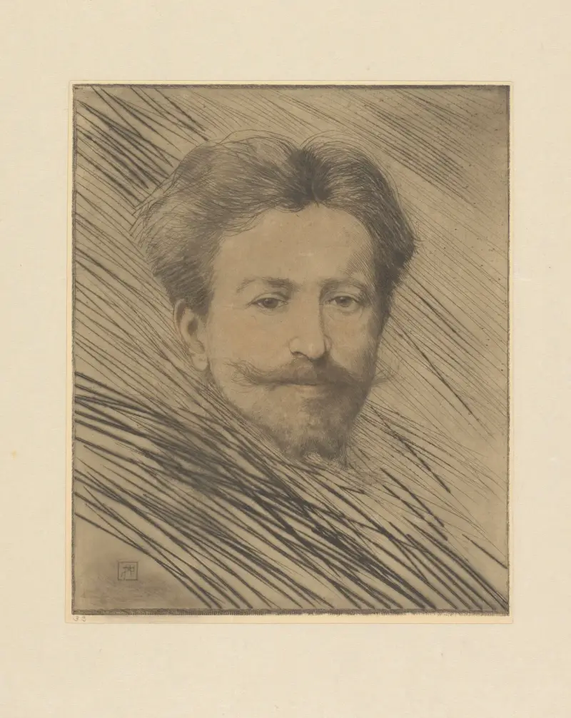 Porträtt av Félicien Rops av Armand Rassenfosse