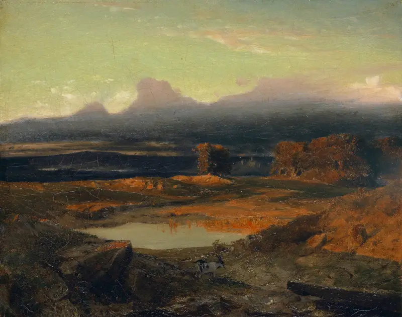 Pejzaż o zachodzie słońca, 1849, Arnold Böcklin