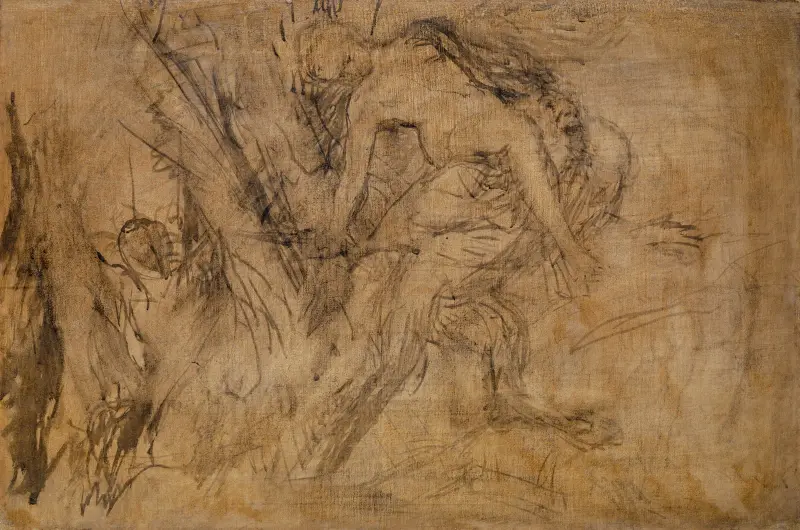 Studie till ”Nymf på Pans axlar” av Arnold Böcklin