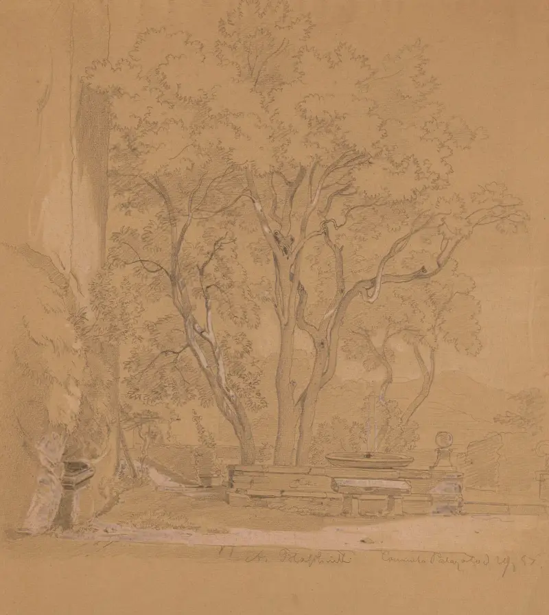 Garten mit Brunnen beim Kloster Palazzolo, nahe Albano Laziale von Arthur Blaschnik