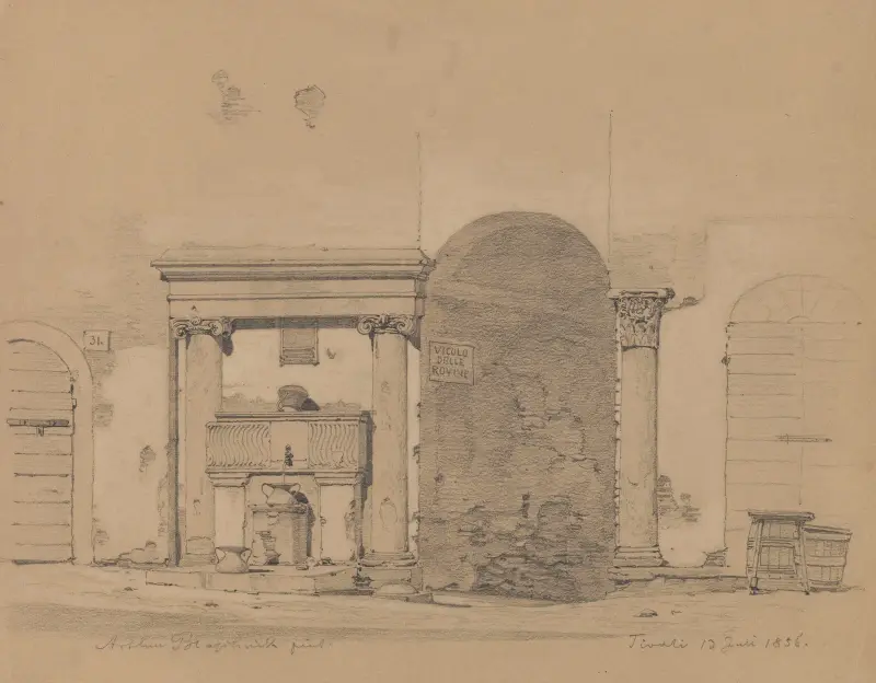 Tor, das zu den Vicoli dei Grana nahe der Piazza Palatina in Tivoli führt von Arthur Blaschnik