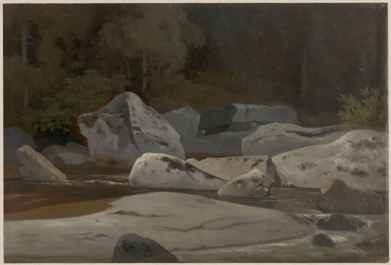 Gebirgsbach mit Felsen von Arthur Blaschnik