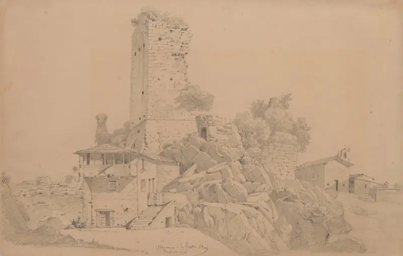 Ruinerna av Rocca dei Colonna-slottet i Olevano av Arthur Blaschnik